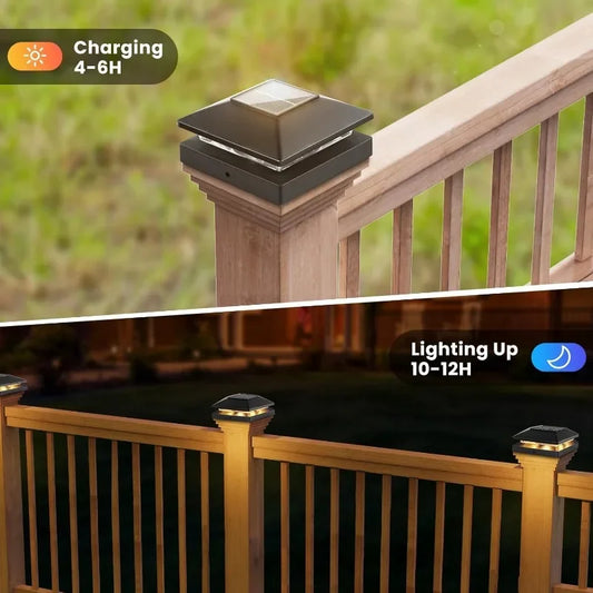 Outdoor 16pack, Black Waterproof Solar Powered Deck Fence Post Lights