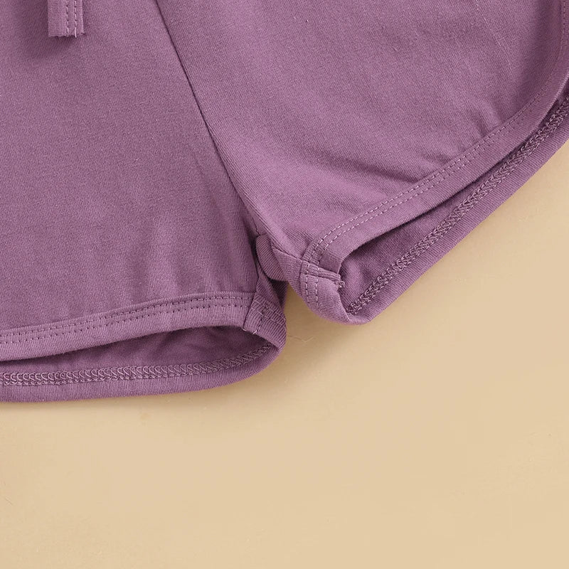 Little Girls Summer Casual Jumpsuit, Sleeveless, Crewneck, Solid Color Drawstring Tank Romper