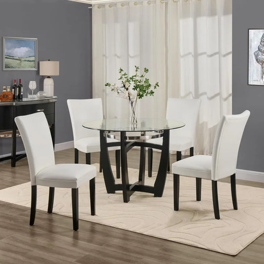Set of 2 Faux Leather Upholstered Side Chairs w/Solid Wood Legs