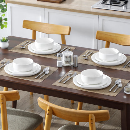 MALACASA 12/24 Piece Ceramic Porcelain Dinnerware Set with 4 Pcs Dinner/Dessert Plates,Bowl Tableware Set Service for 4