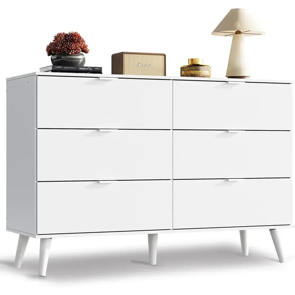 6 Drawer, 47.24'' Wide Wood Dresser with Sturdy Metal Handle