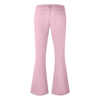 Men's Flare Pants, Solid Color, Daily Simple Classic Trousers, Mopping Bottoms, Disco Flared