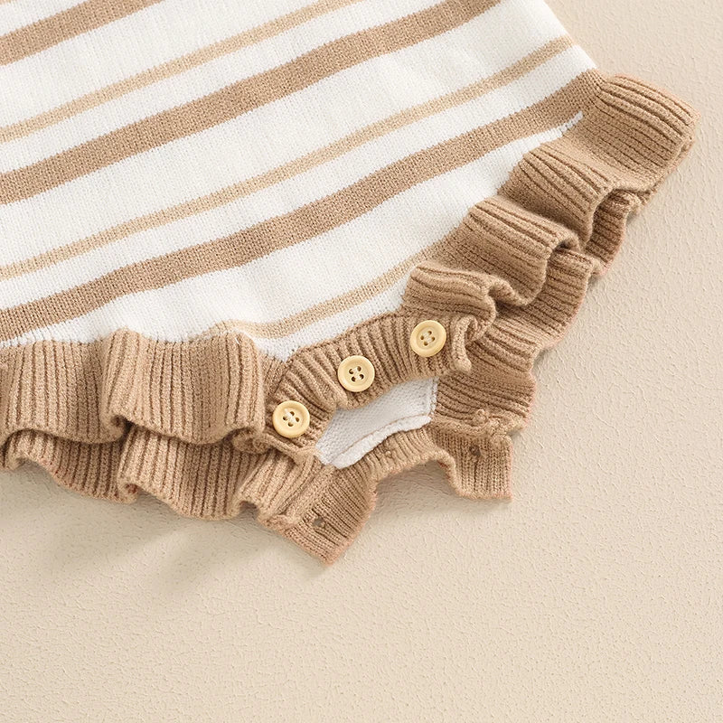 0-18M Cute Baby Girls Summer Romper, Sleeveless Bow Strap, Ruffle
