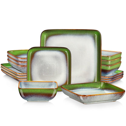 16 Pieces Kitchen Dinnerware Ceramic Crockery Set for 4 Person