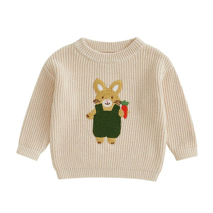Toddler/Baby Pullover Sweater, Casual Easter Bunny Embroidery
