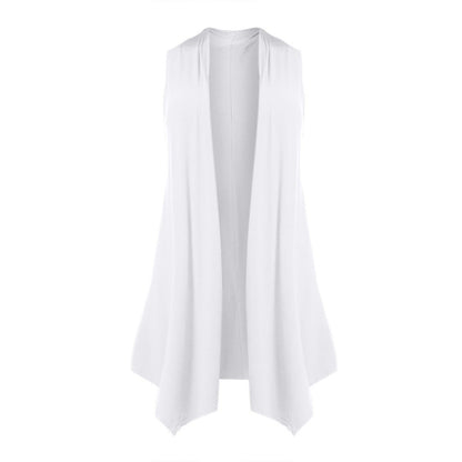 Women's Front Draped Cardigan, Solid Color Blouse Vests, Hem Asymmetric