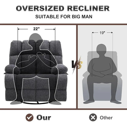 Extra Wide Manual Swivel Recliner