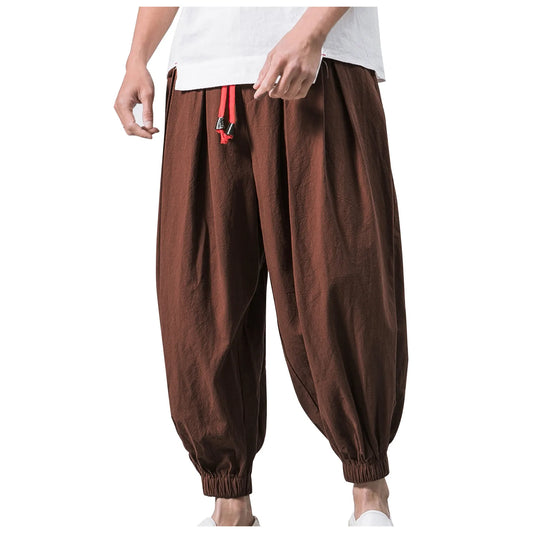 Oversize Loose Harem Pants, Chinese Linen, Overweight Sweatpants
