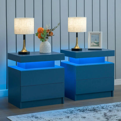 Set of 2 LED side stands with 2 Drawers