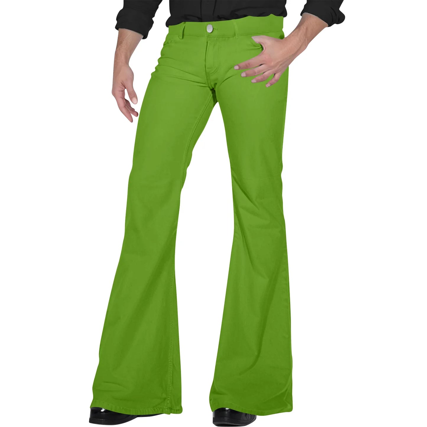 Men's Flare Pants, Solid Color, Daily Simple Classic Trousers, Mopping Bottoms, Disco Flared
