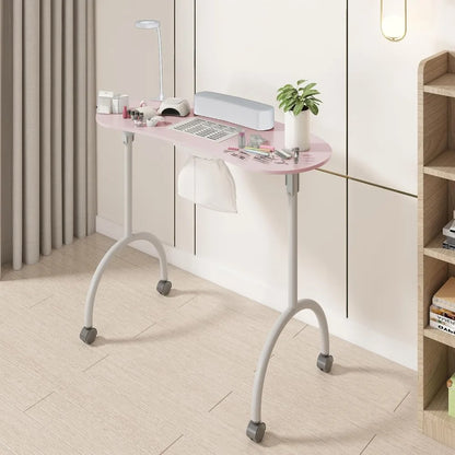 Foldable Manicure Table with Dust Collector Fan, LED Lamp, 4 Lockable Wheels and Carry Bag