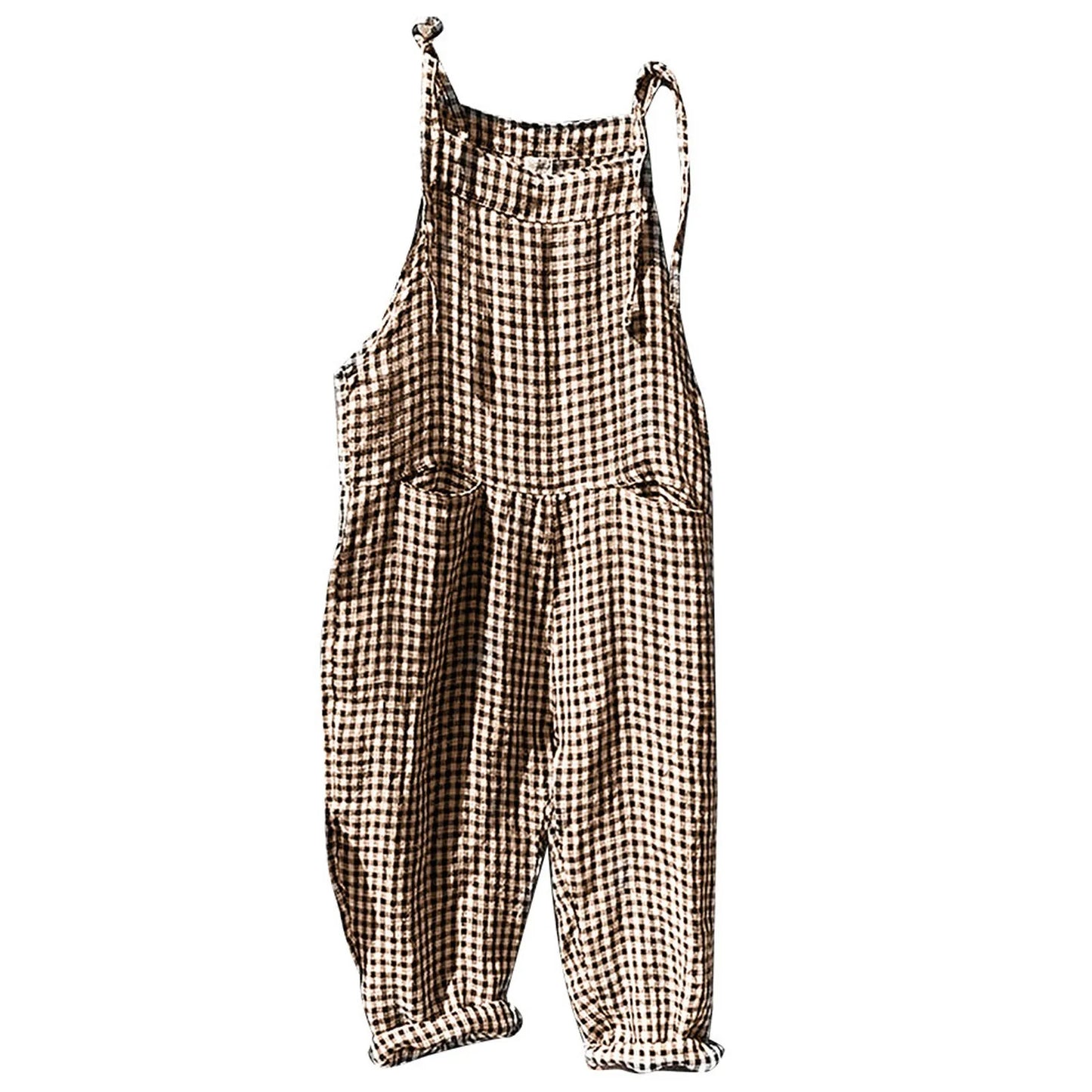 Casual Striped Overalls, Loose Fit, Suspenders, Wide Leg Pants With Pockets