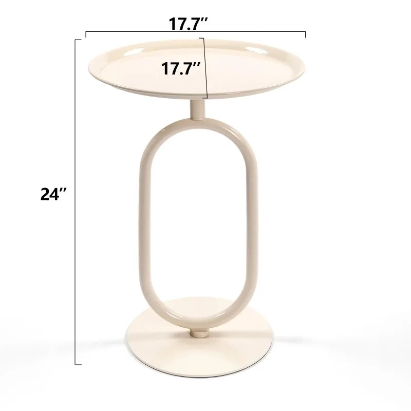 Lantern-shaped Small Round Metal Side Table