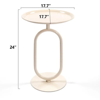 Lantern-shaped Small Round Metal Side Table