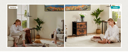 Nightstand with 2 Fabric Drawers