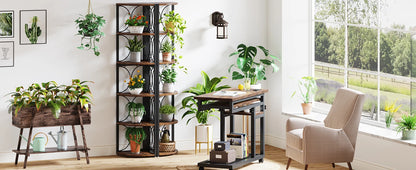 67 inch Tall 6 Tier Rustic Corner Shelving Unit