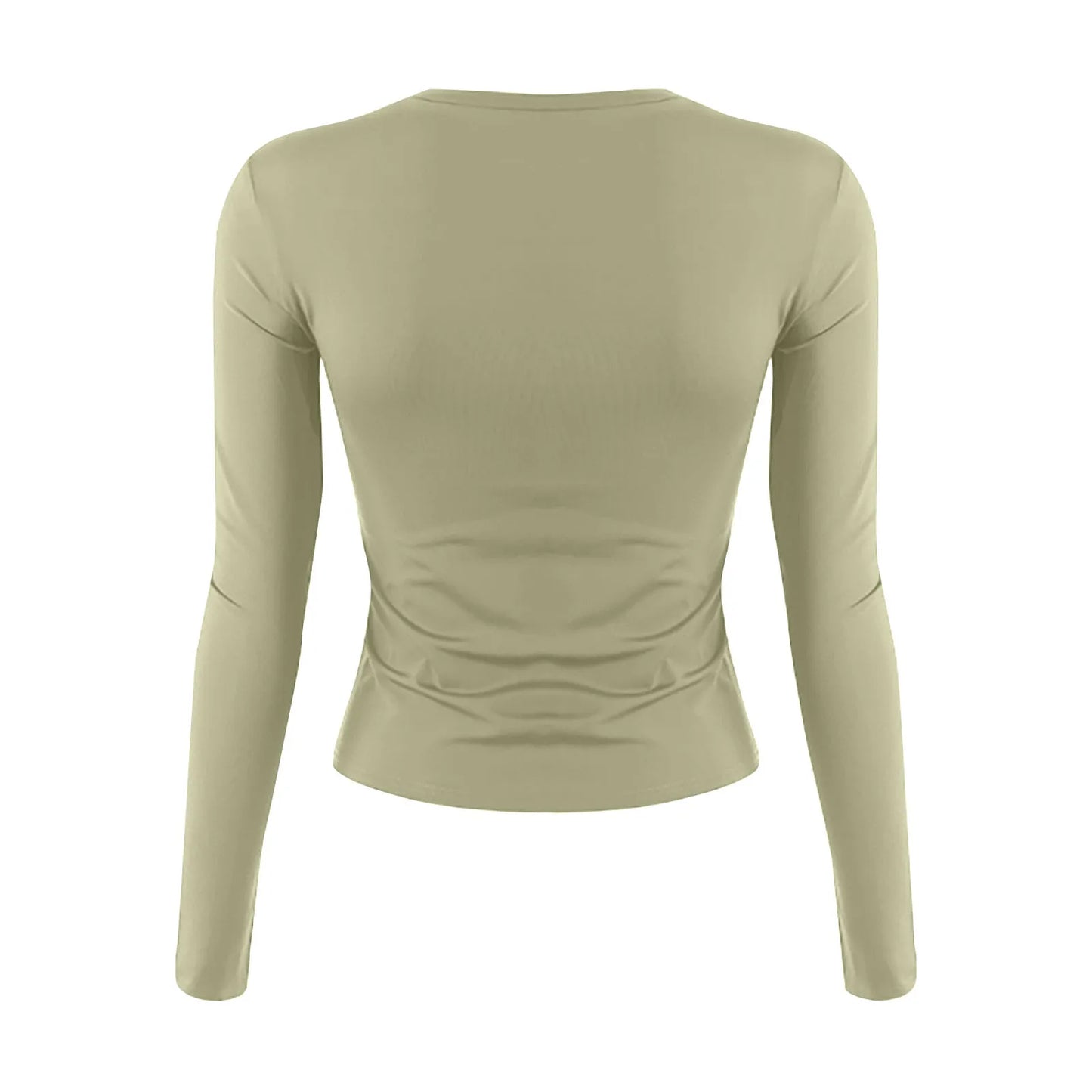 Cotton O Neck Long Sleeve Sexy Cropped Tops