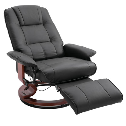 Faux Leather Swivel Recliner w/ Wooden Base