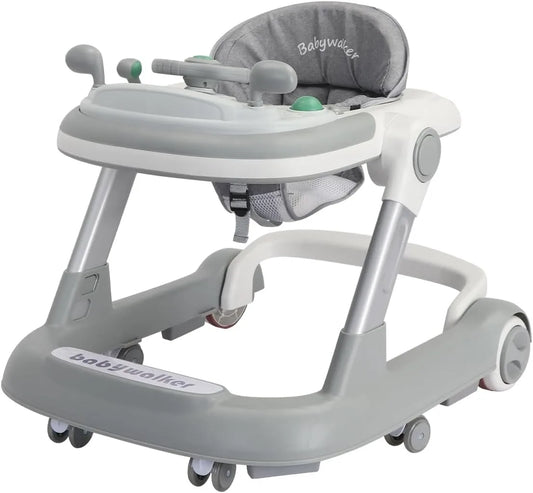 Toddler Baby Push Walker with Removable Feeding Tray and Music Tray(Without Battery), Foldable Walker