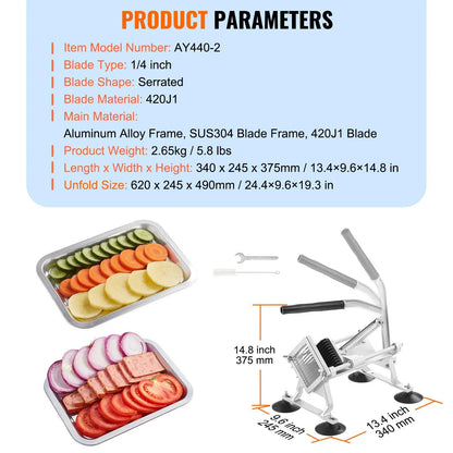 Stainless Steel and Aluminum Alloy Vegetable Cutter Slicer Machine