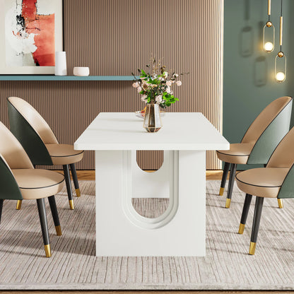 71" Large Kitchen Dining Table with Wood Pedestal Base, Seats 6-8
