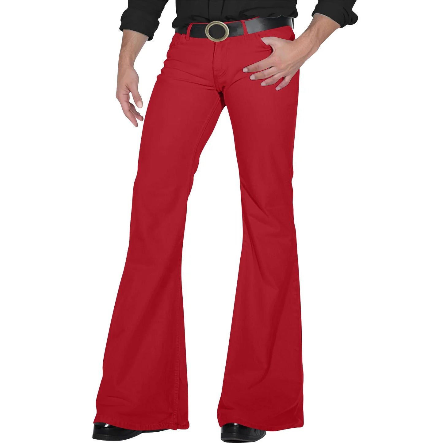 Men's Flare Pants, Solid Color, Daily Simple Classic Trousers, Mopping Bottoms, Disco Flared