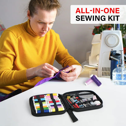 Sewing Kit - Mixed Color Canvas Sewing Kit - Portable, Mini, Basic - Travel, Everyday Repairs, Emergencies