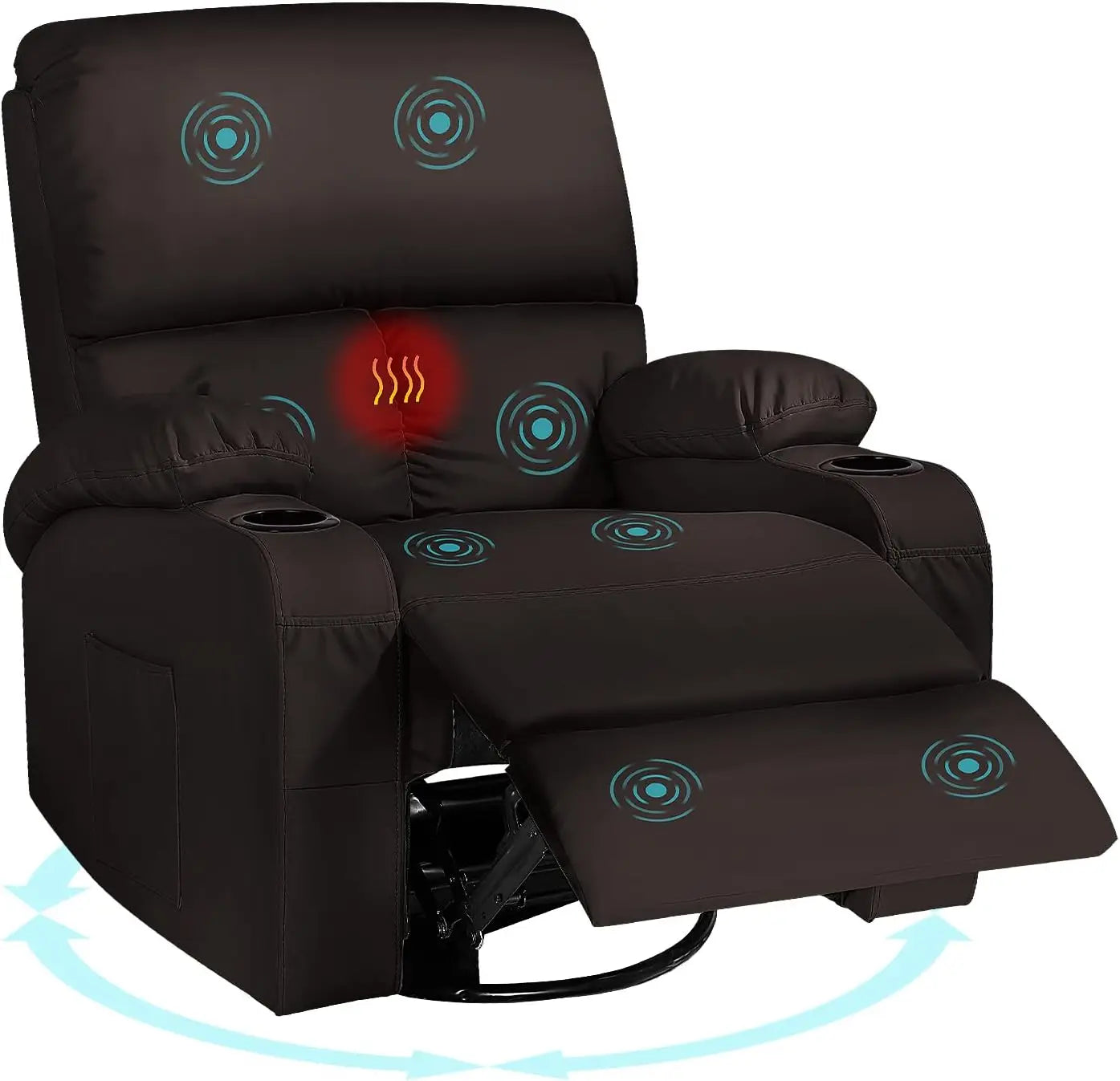 Recliner with Auto Massage Programs + Whisper-Quiet Swivel Base