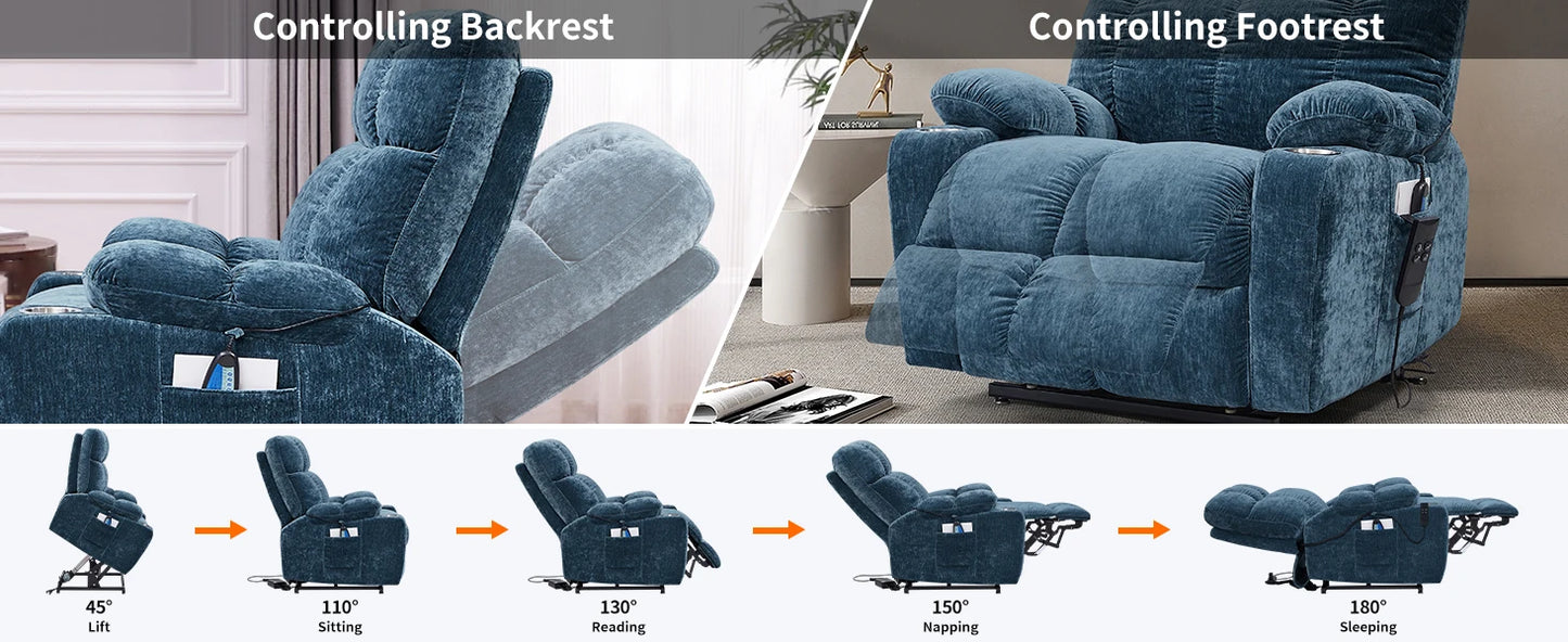 Infinite Position Soft Fabric Power Electric Recliner