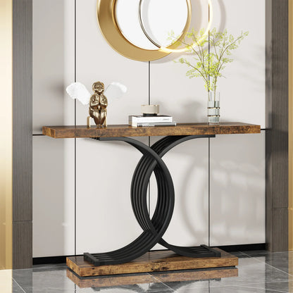 Geometric Frame Console Table, Brown