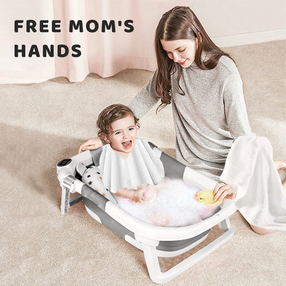 Foldable Baby Bathtub With Soft Cushion And Thermometer