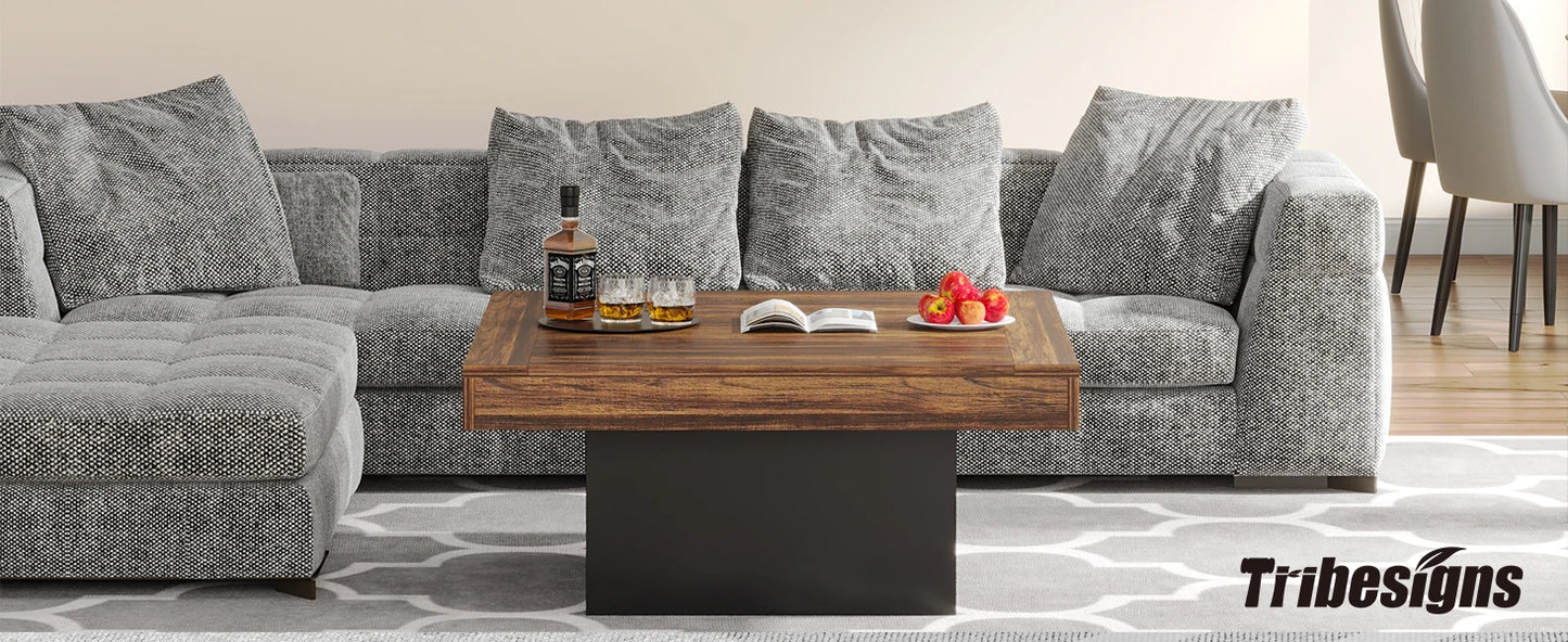 Square LED Coffee Table Engineered Wood