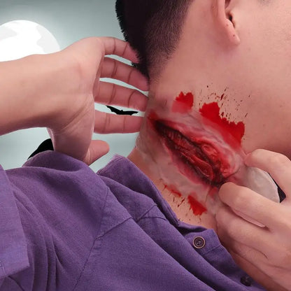 Temporary Halloween Wound Tatoos.  Tattoo Sticker Horror Simulated Throat Incision Scar