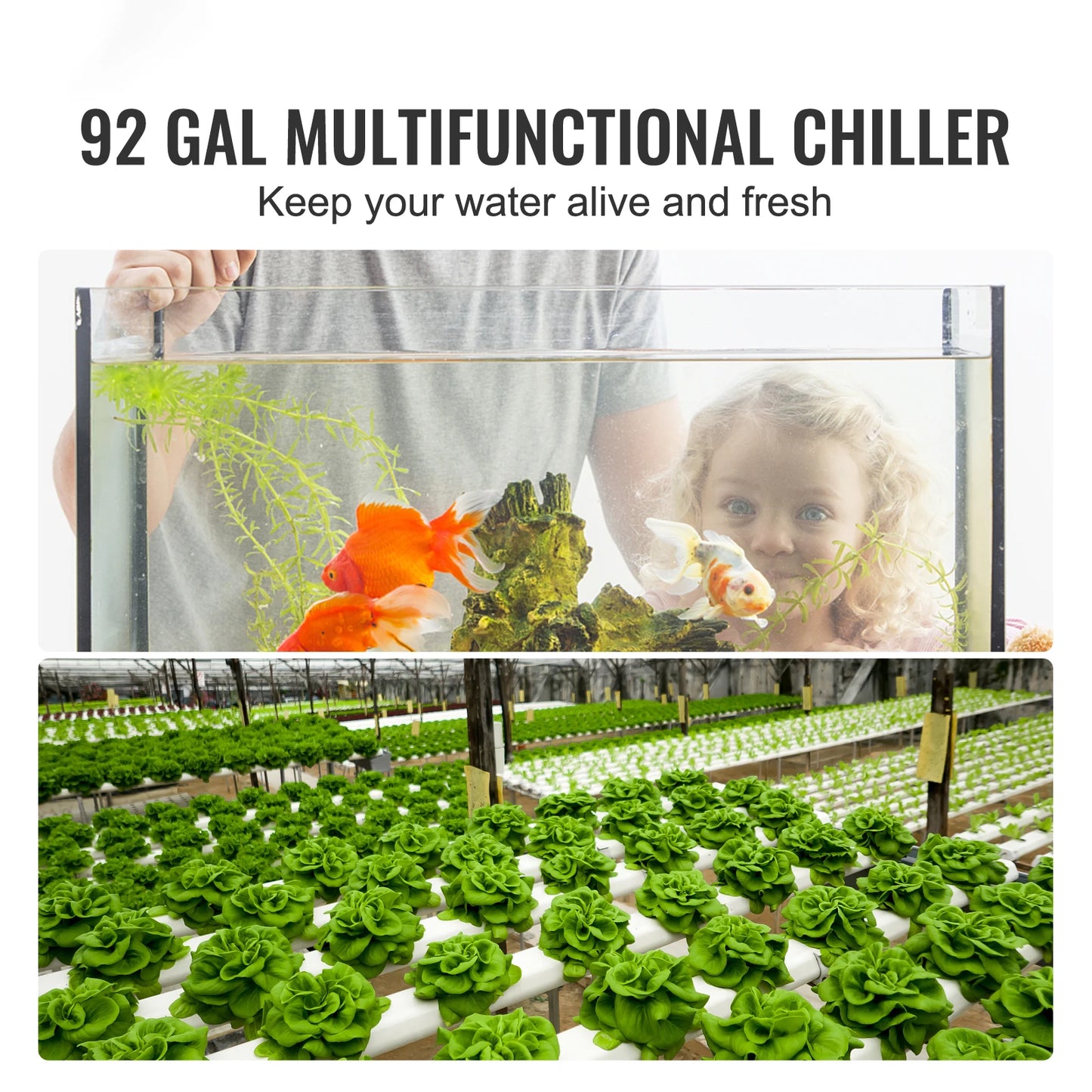 VEVOR Aquarium Chiller 0.25/0.33/0.1/1.5HP Hydroponic Water Chiller Quiet Refrigeration Compressor for Fresh Water Fish Tank