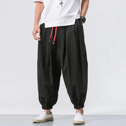 Oversize Loose Harem Pants, Chinese Linen, Overweight Sweatpants