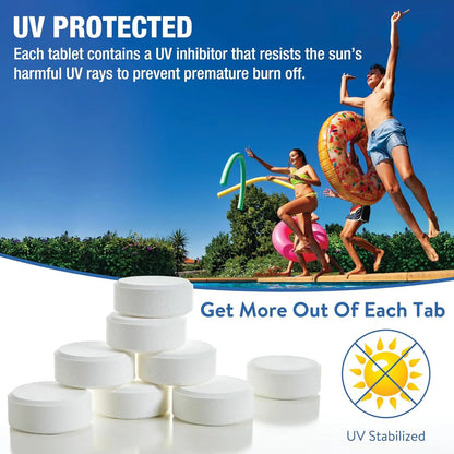 3 Inch 40Lbs Pool Chlorine Tablets - Stabilized Chlorine Tablets for Hot Tubs, Swimming Pools and Spas - Slow Dissolving