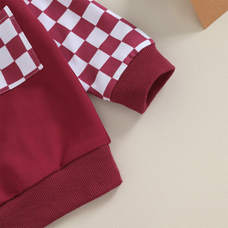 0 MO-3Y Girl Clothes Outfits, Long Sleeve, Checkboard Sweatshirt and Pants Set