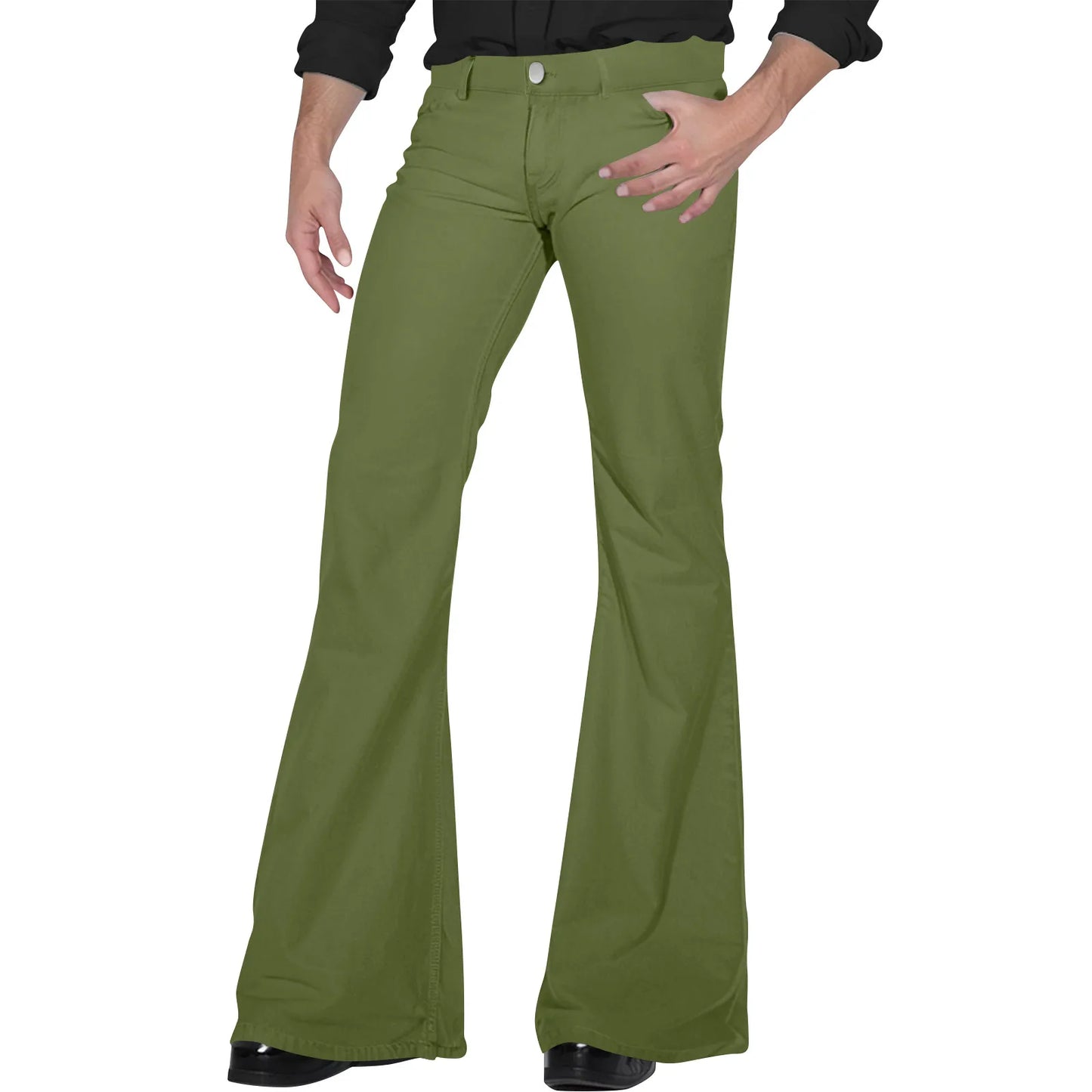 Men's Flare Pants, Solid Color, Daily Simple Classic Trousers, Mopping Bottoms, Disco Flared