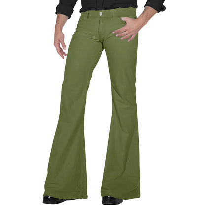 Men's Flare Pants, Solid Color, Daily Simple Classic Trousers, Mopping Bottoms, Disco Flared