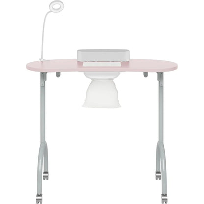 Foldable Manicure Table with Dust Collector Fan, LED Lamp, 4 Lockable Wheels and Carry Bag