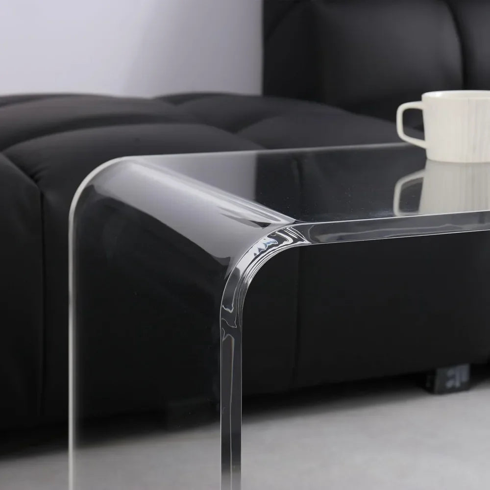 All Acrylic 15mm Thick Waterfall Coffee Table, Clear
