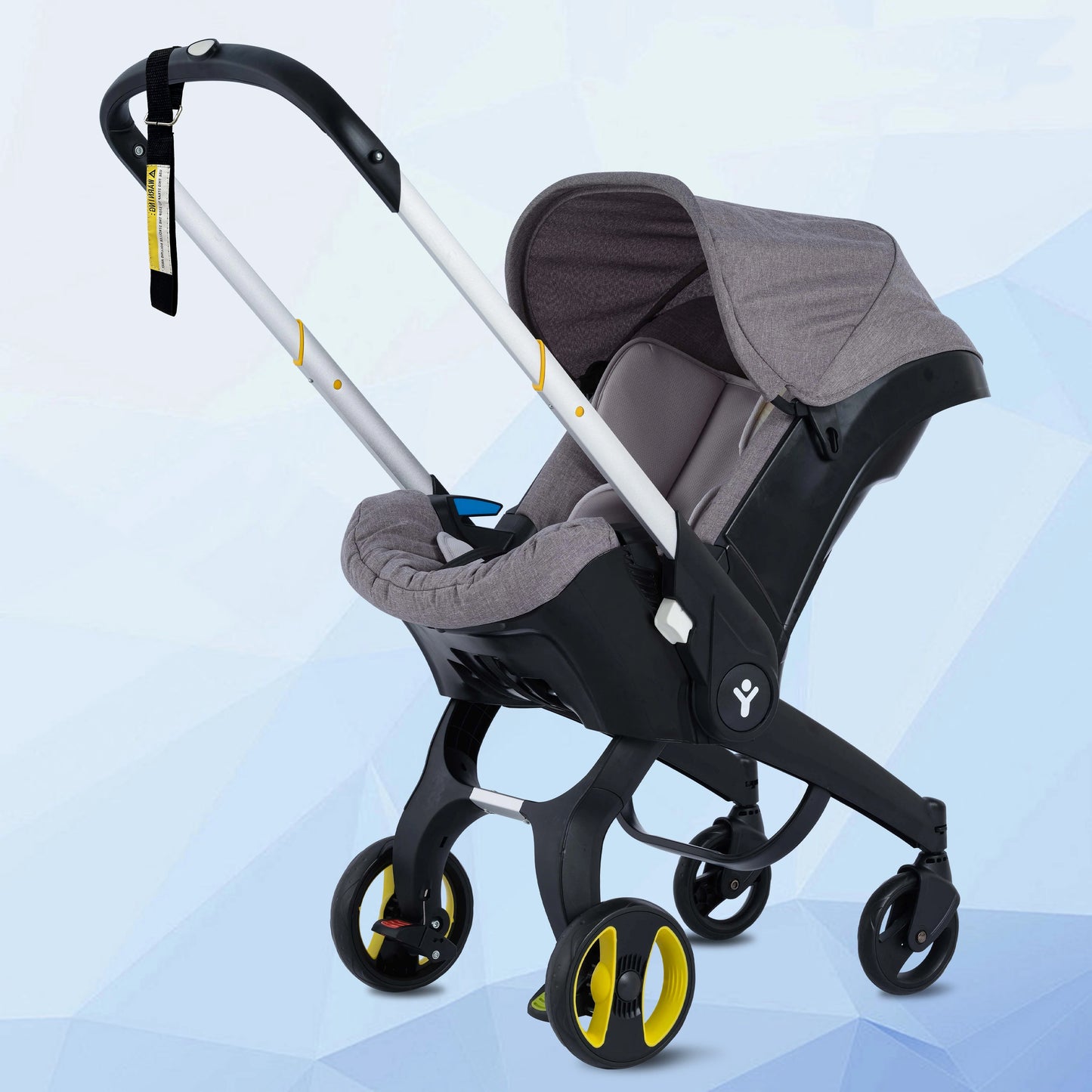 Foldable baby stroller, metal frame, adjustable handle direction, with sunshade