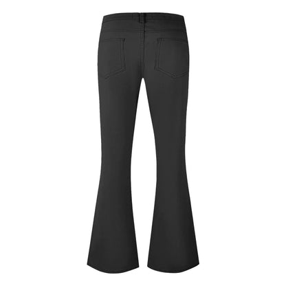 Men's Flare Pants, Solid Color, Daily Simple Classic Trousers, Mopping Bottoms, Disco Flared
