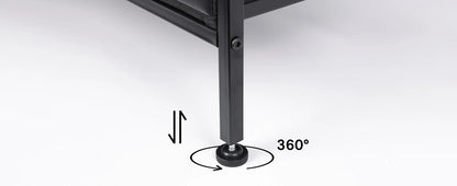 Black 55" TV Stand with 8 Drawers, Fabric Chest of Drawers, Power Outlets and LED Lights
