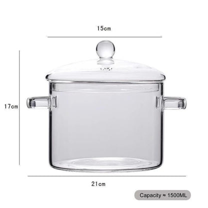 Glass Soup Pots Saucepan with Cover Dust-proof