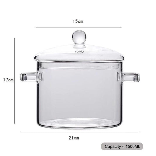 Glass Soup Pots Saucepan with Cover Dust-proof