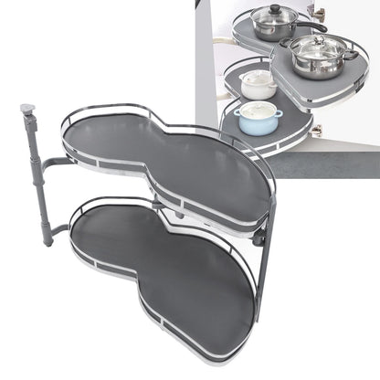 Blind Corner Cabinet Tray 2 Tier Height Adjustable Strong Load Bearing Cabinet Swing Pull Out Organizer Swing Pull Out Organizer