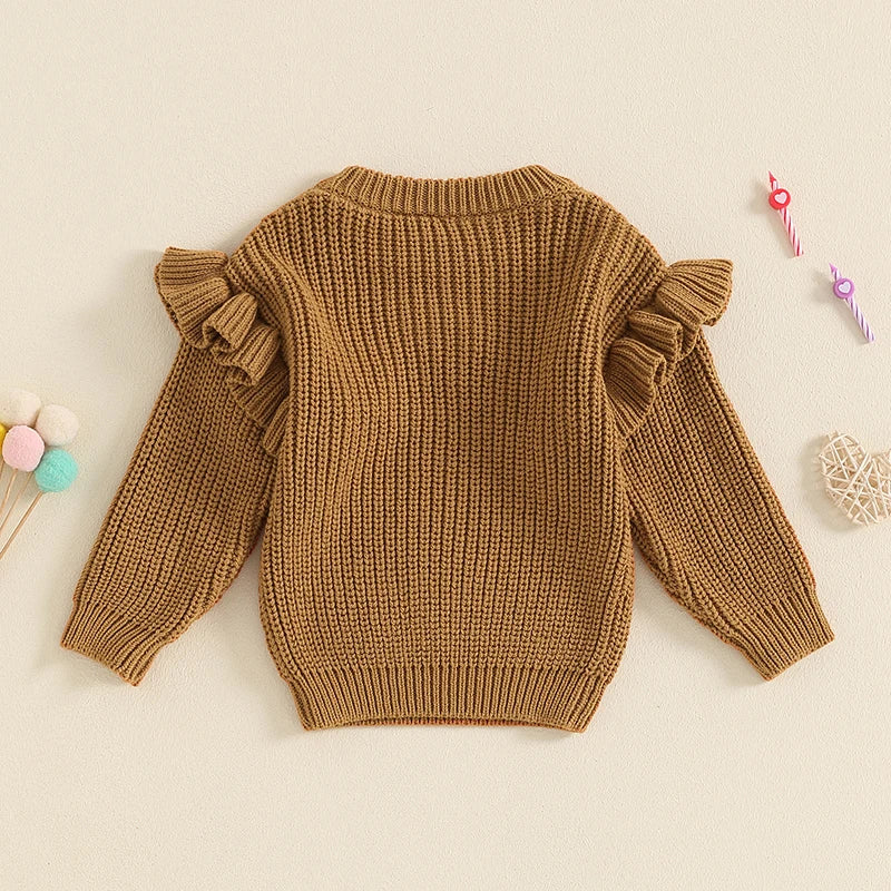 6-18 MO Birthday Sweater, Floral Letter Embroidery, Warm Knitted Pullover