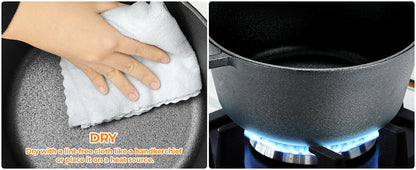 Pre-Seasoned Cast Iron Double Dutch Oven With Loop Handles, 5.1 Quart Pot