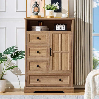 Chest of Drawers with Wooden Drawers and Cross Door, TV Stand